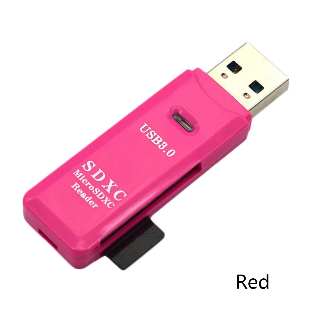 Ultra High Speed 2 in 1 USB 3.0 Memory Card Reader Flash Adapter Micro SD SDXC: Red