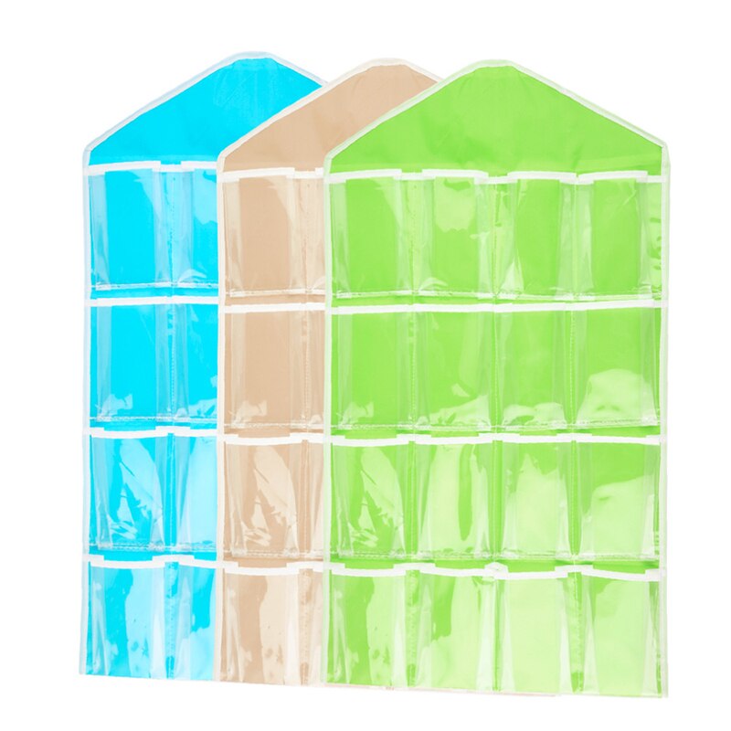 Over Door Transparent Pouch Bag 16 Pocket Over Door Hanging Bag Shoe Toy Hanger Storage Jewellery Organizer