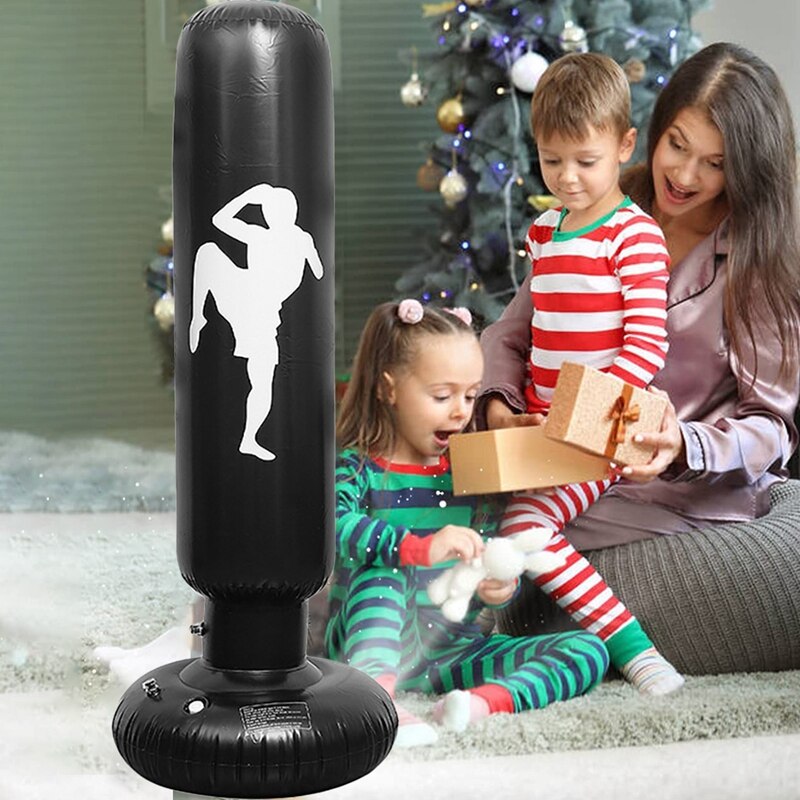 ELOS-Inflatable Punching Bag Inflatable Kids Punching Bag with Stand for Practicing Karate Taekwondo MMA Fitness Kids Adults