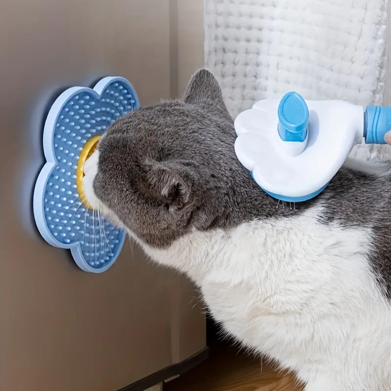 Suministros para mascotas, almohadilla para lamer gatos, forma de flor solar, placa para lamer perros de silicona, estera para lamer lento para mascotas