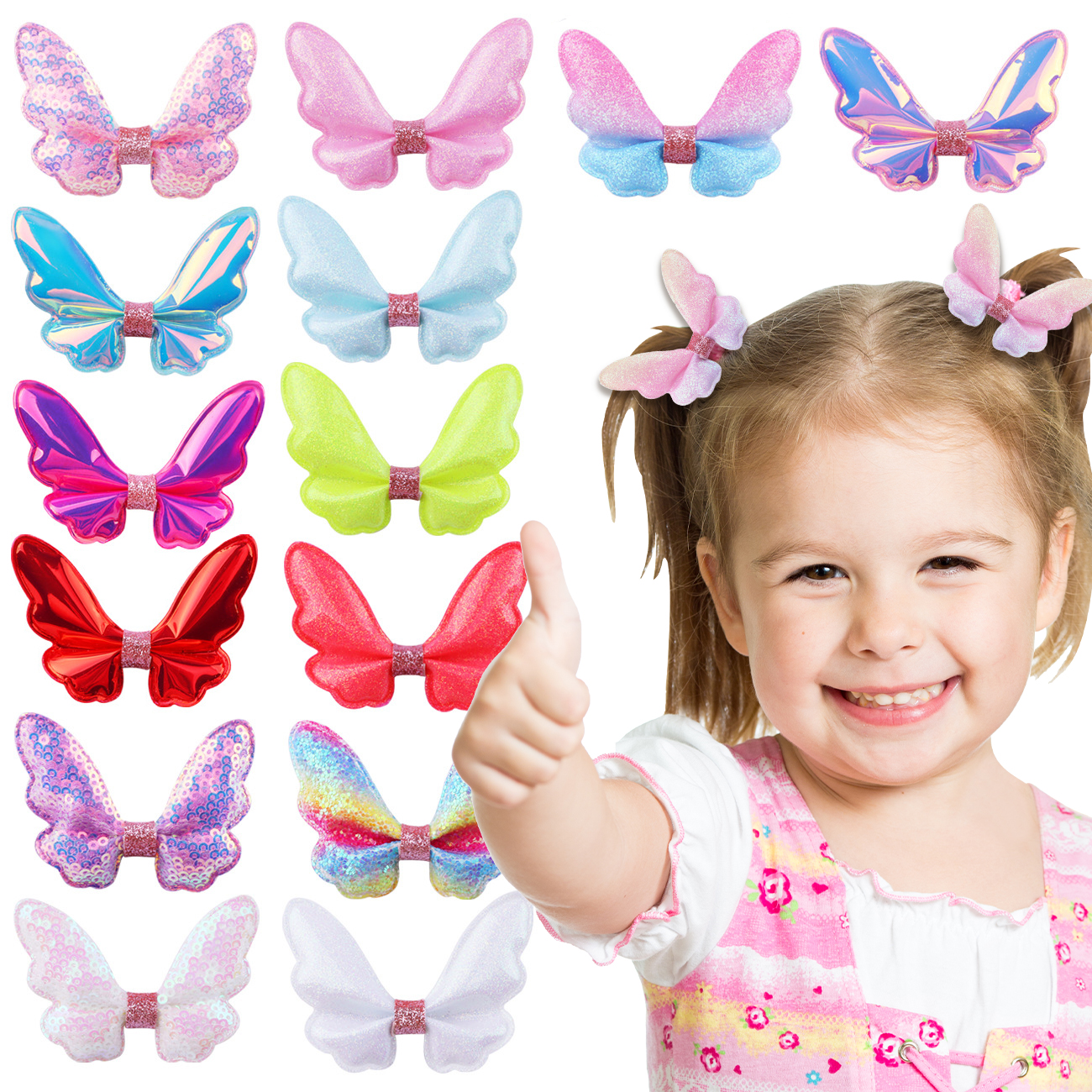 Glitter Mini Butterfly Hair Clips for Baby Girls Sparkly Colorful Hair Accessories Women Cute Small Tiny Clips Hair Accessories