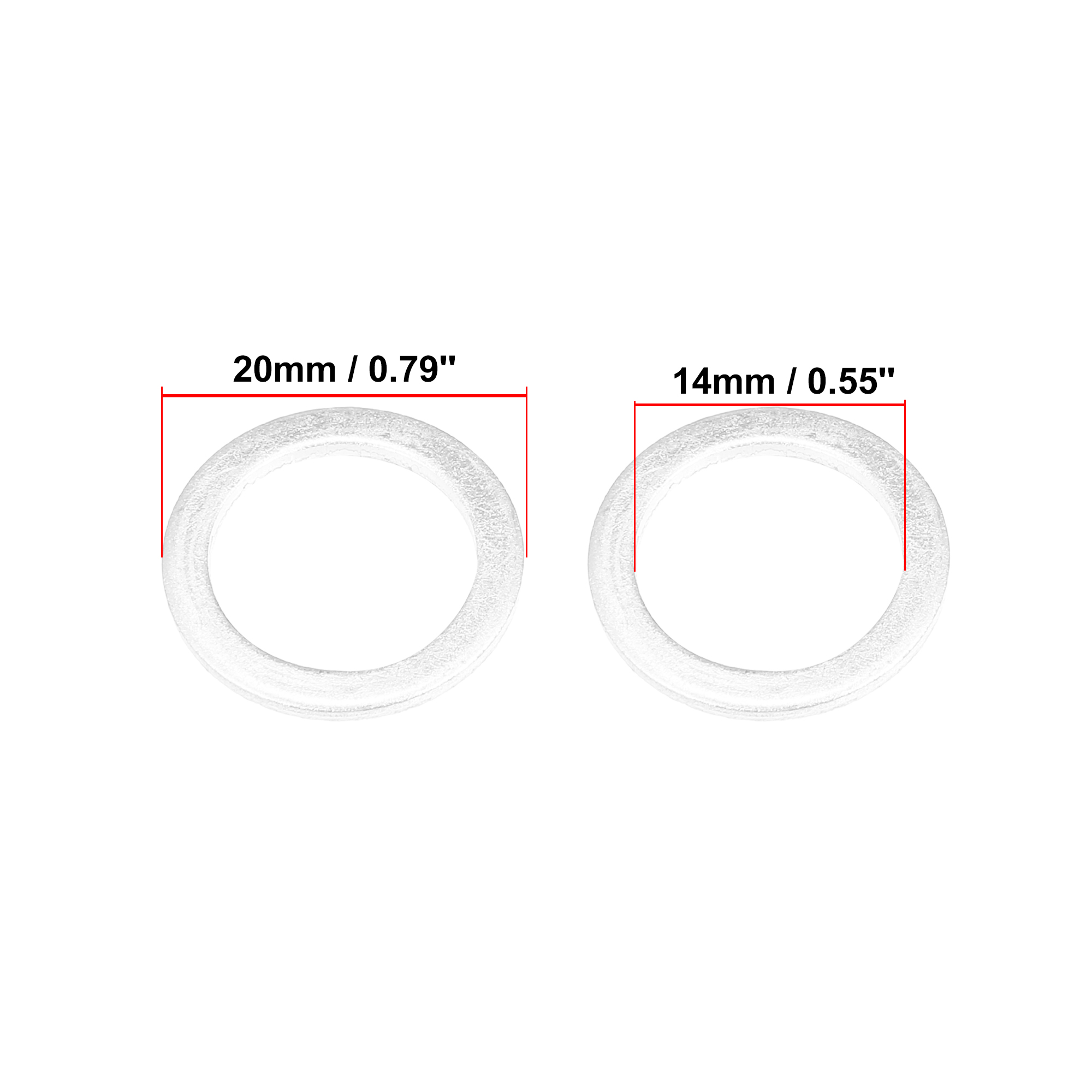 X autohaux 15 stk. motoroliepresserskiver bundproppakninger 14/16/18/20/22 mm stk. aluminium sølvfarvede bilreservedele: Hvid