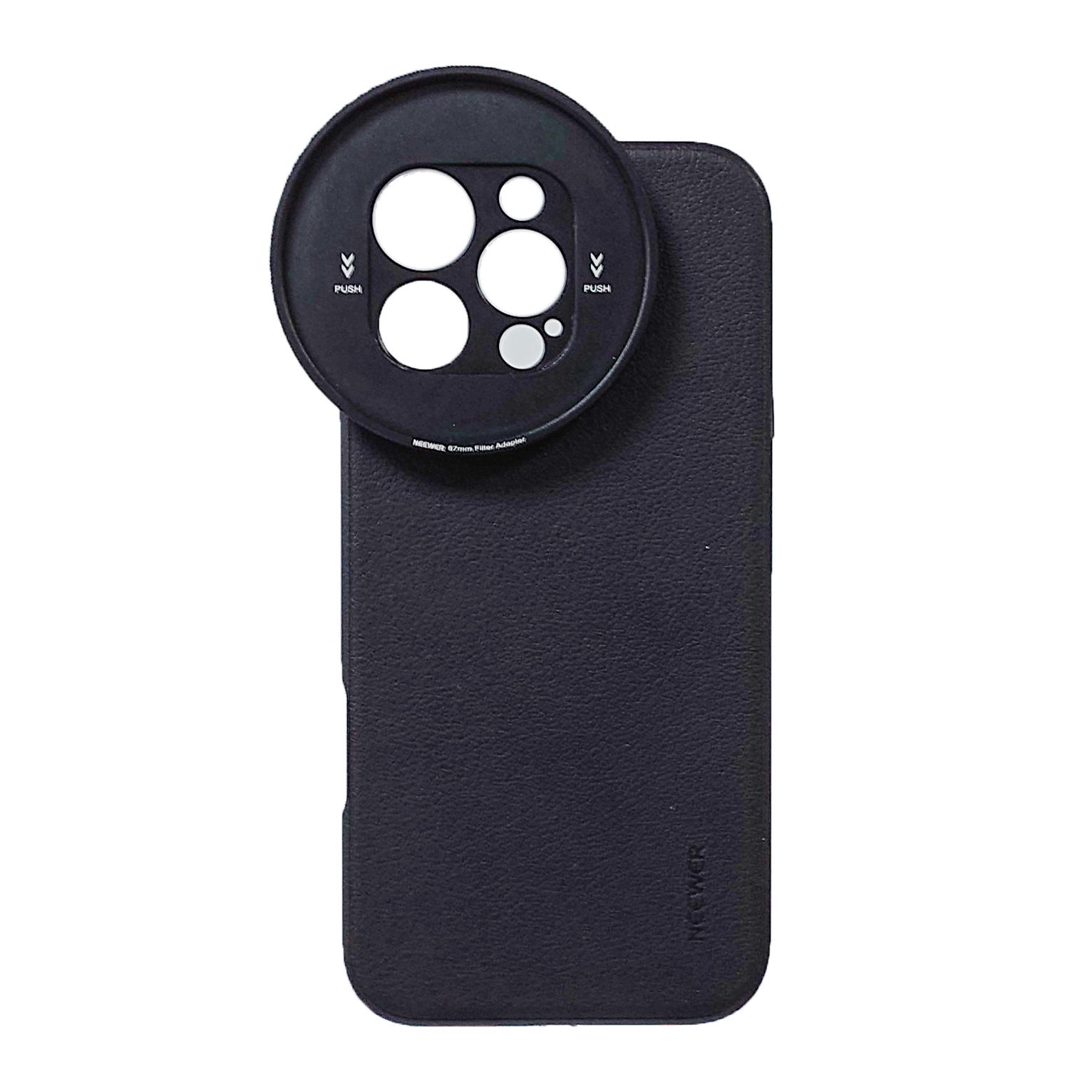 Neewer coque de téléphone pour Iphone 16/15 Pro Max, TPU + PC étui de protection robuste avec plaque arrière d'objectif 17mm plate-forme de cage de téléphone en cuir: YELLOW