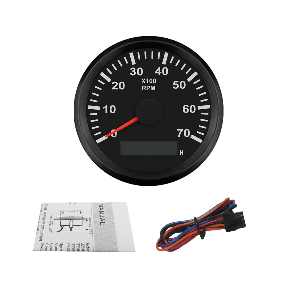Universal Tachometer RPM REV Counter with Hour Meter 3000/4000/6000/7000/8000 RPM 85mm 9-32V with Backlight: 7K-BN