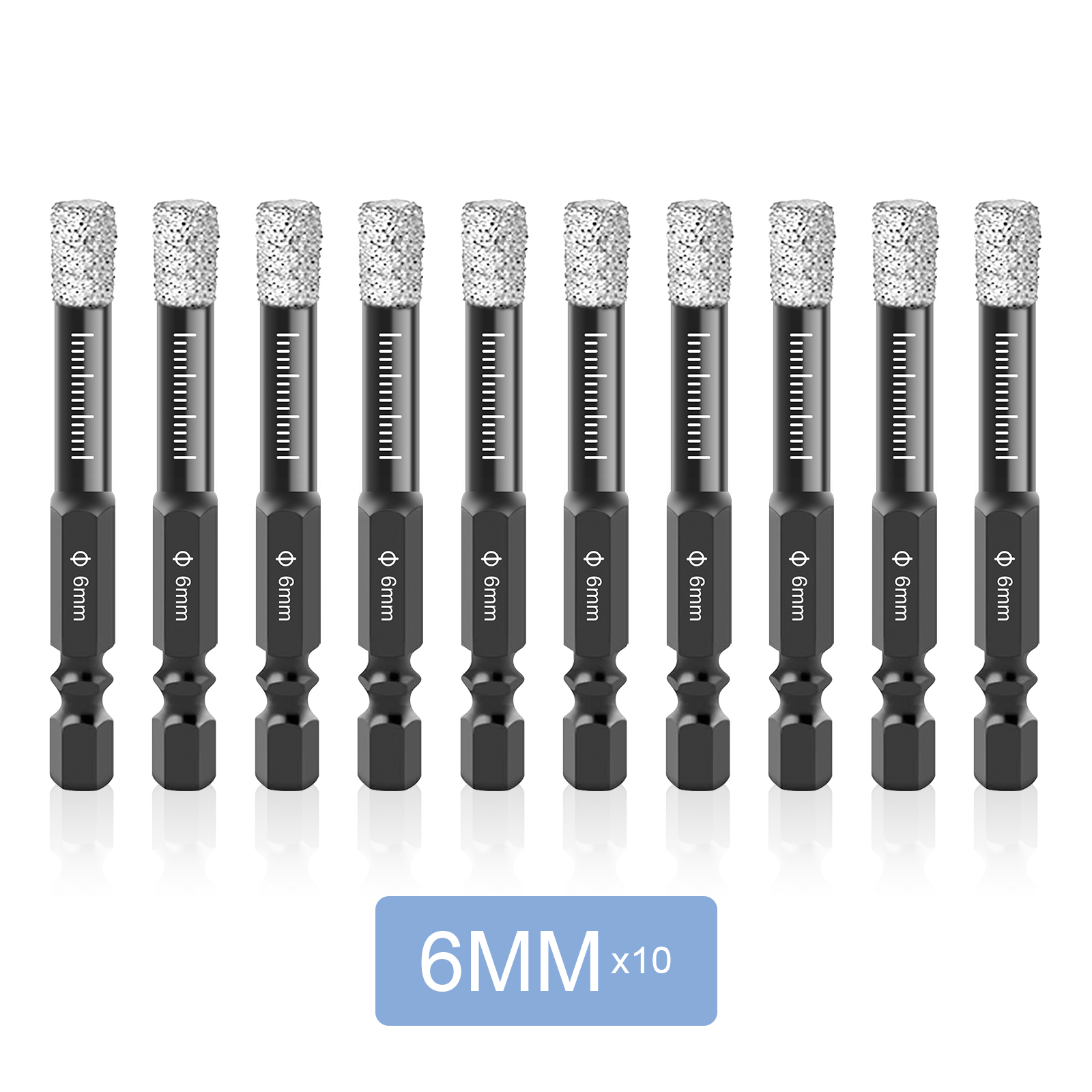 Dry Diamond Drill Bits Set for Granite Ceramic Marble Tile Stone Glass Hard Material Hex Shank Masonry Hole Saw Drill Bit 5-16mm: WHITE