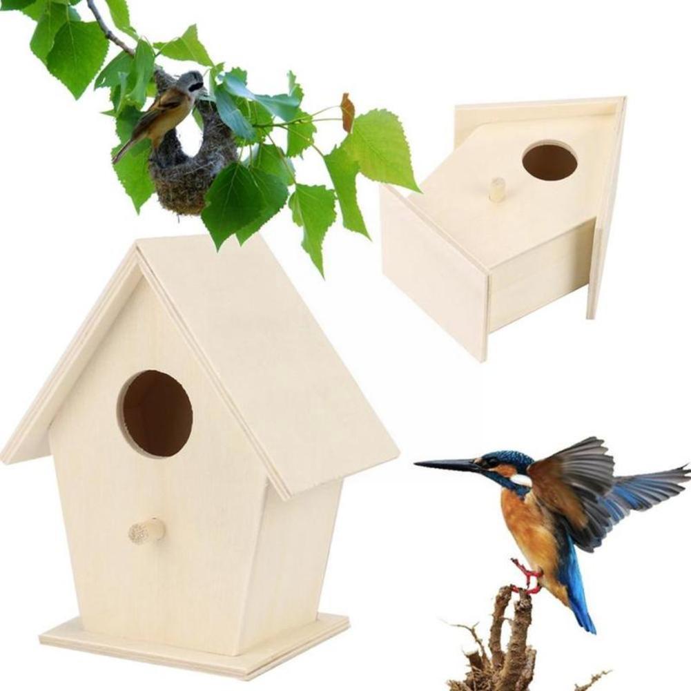 Wooden Bird Simple Nest Hanging Bird House Natural Bird Place Wall-mounted Resting Outdoor Wooden Cage Birdhouse Tree Garde D6b1
