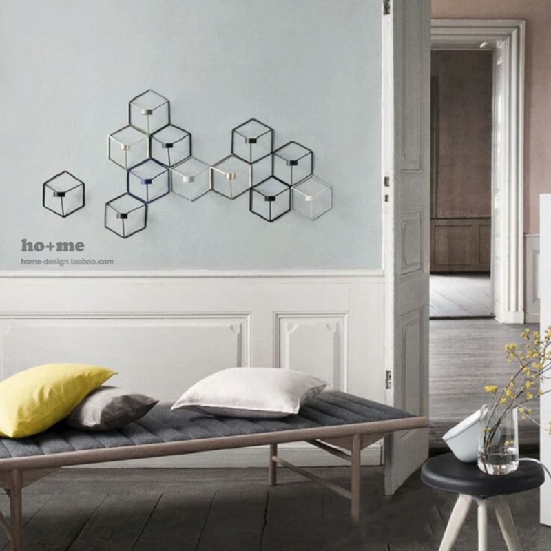 Nordisk stil 3d geometriske lysestake metalllys lysestake skanse hjem dekor