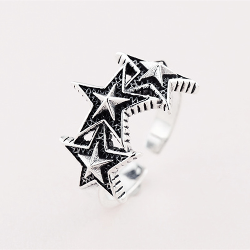 Anelli con stelle in argento sterling 925 per accessori di gioielli di lusso per fidanzamento di nozze da donna all'ingrosso