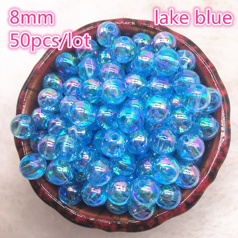 50 stuks 8mm AB Kleur Ronde Acryl Kraal Losse Spacer Kralen Voor Sieraden Maken DIY Armband: 12