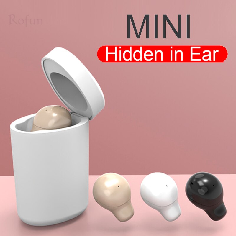 Onzichtbare draadloze oordopjes, bluetooth-hoofdtelefoons, oordopjes met één oor, sportheadsets, waterdicht met microfoon, voor meisjes, bestuurders, vrouwen
