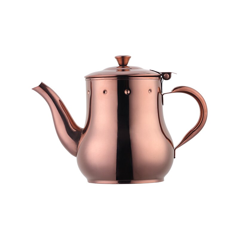 Stainless Steel Teapot With Filter Golden Kitchen Oil Filter Pot Liquid Seasoning Container Coffee Holder Tea Kettle Induction: Rose gold / 1PCS