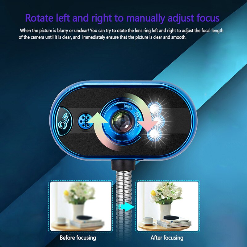 HD Webcam USB Video Webcam Camera Night vision Camera with Microphone For PC Laptop Computer Video Teaching Live