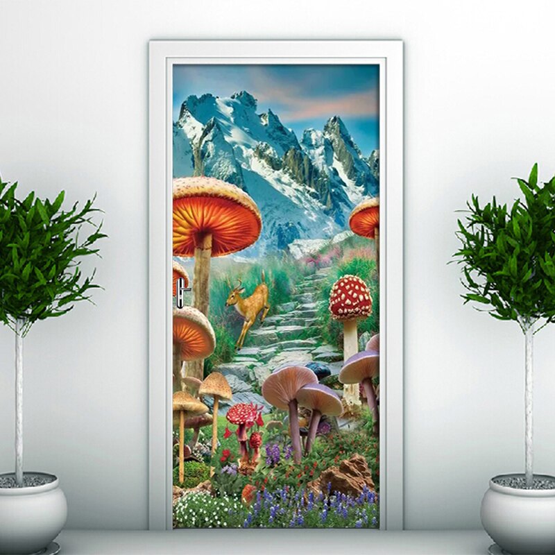 Decals Mural 3D Step Door Sticker Nature Mountain Diy Selfadhesive Waterproof Paper Poster for Print Art Picture Home Decoration: YXCV218908 / 77x200cm