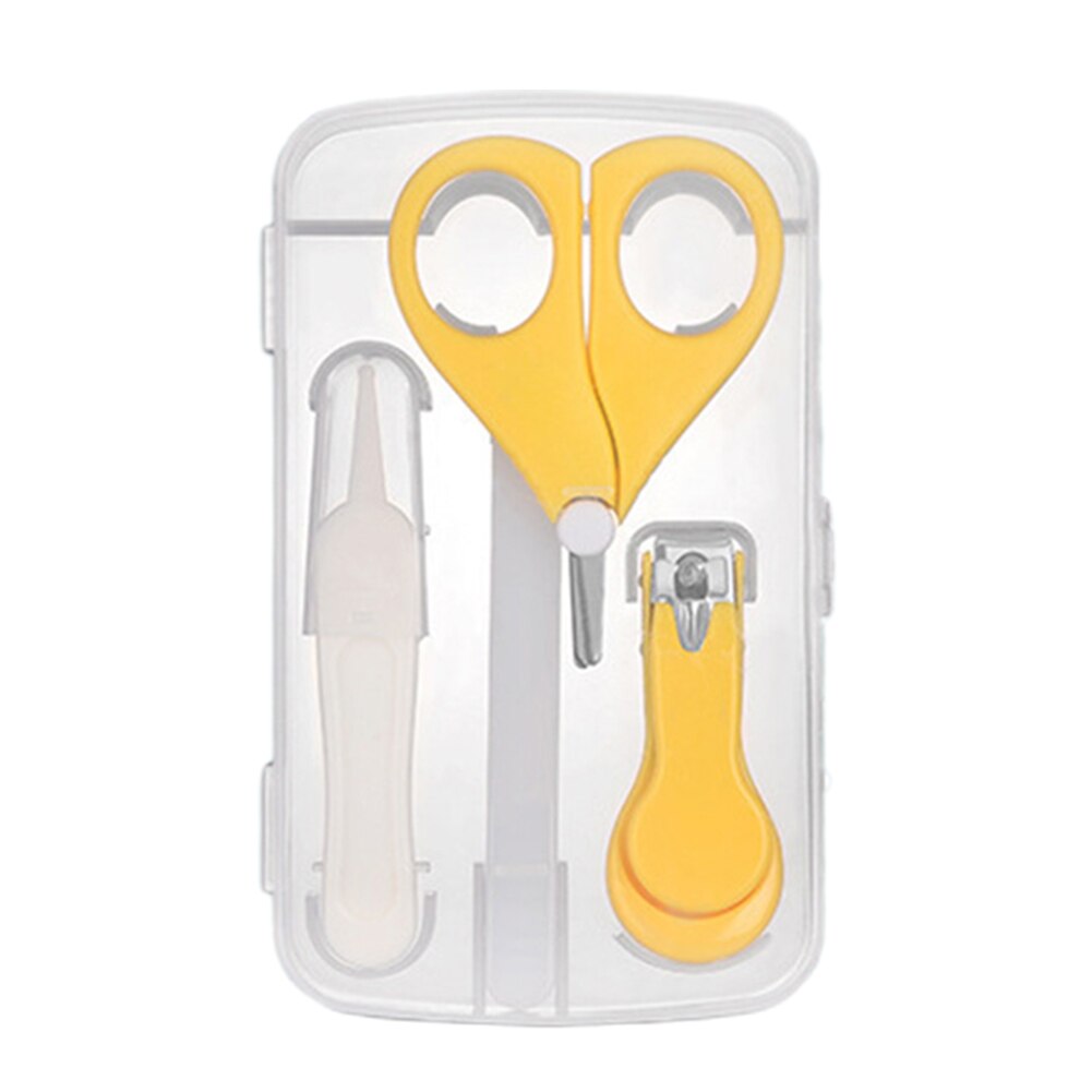 Pince de Booger de fichier de ciseaux de tondeuse ergonomique sûre pour le bébé -né ensemble de soins des ongles avec boîte de rangement toilettage outils de manucure: YELLOW