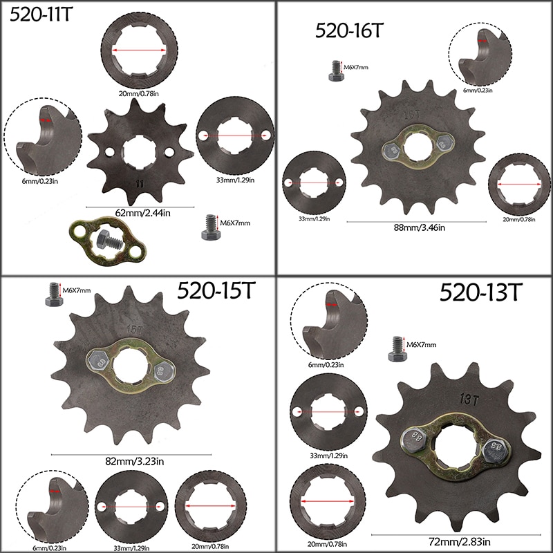 520 11t 13t 15t 16t 20mm tænder kæde foran tandhjul tandhjul til 125cc-250cc motorcykel dirt pit bike atv go kart