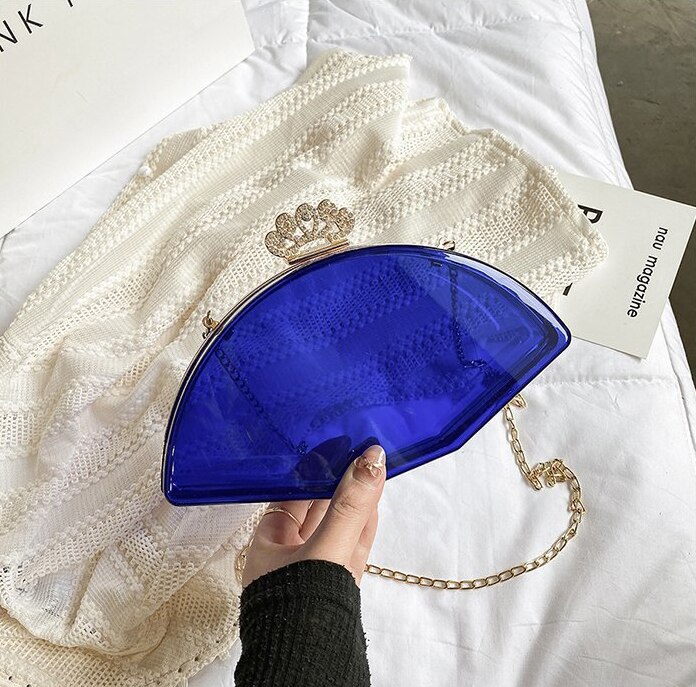 Bolso de mano con carcasa transparente para mujer, bandolera con cadena de PVC, con personalidad coreana, bolso de informal,: Azul