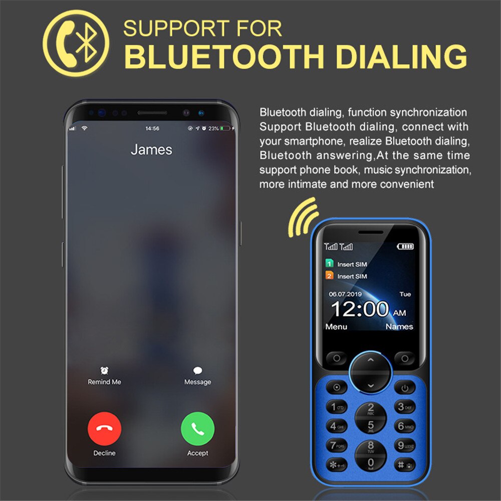 Kf001 mini mobiele telefoons met bluetooth-functie, kleine balk, magic voice  mp3 play, dual simkaart