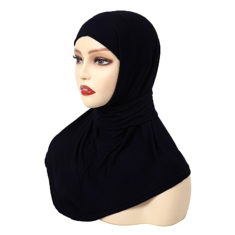 Classique Islam femmes prêt à porter Snap Fastener Hijabs pour femme couverture complète bandeau écharpe Turban casquettes Turbante Mujer: Bleu