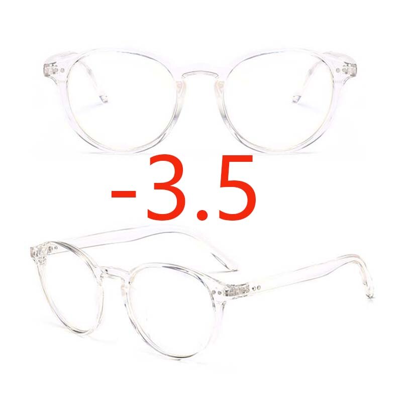 Lunettes de myopie pour femmes, verres de Prescription pour myopie, monture ovale blanche et noire, verres clairs, 0-1 1.5 2 2.5 3 3.5 4: White myopia -3.5