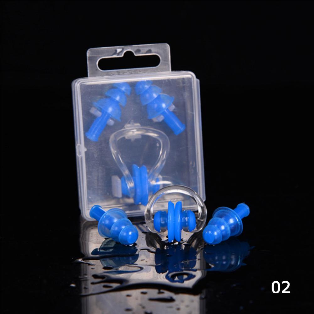 Tapones blandos de silicona para los oídos, protección de agua para natación, Clip para la nariz, impermeable, suministros para buceo y natación, 2 piezas: Azul