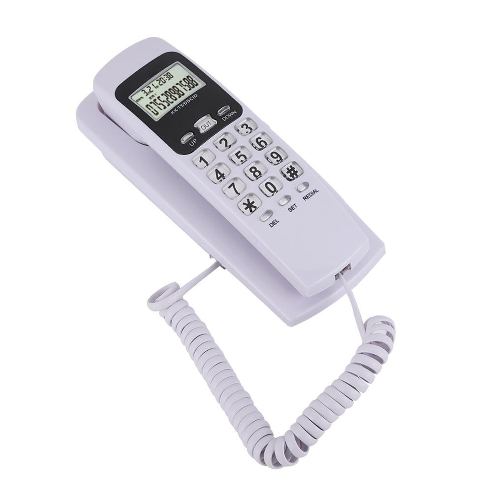 Mini telefone fixado na parede, sistema de telefone com luz de fundo lcd, dtmf/fsk, identificação de telefone para casa e escritório telefone