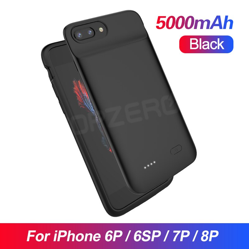 Battery Charger Case For iPhone 6 6S 7 8 Plus X XS XR XS MAX Portable Charging Case Universal External Battery Case For iPhone: Black  6 6s 7 8 Plus