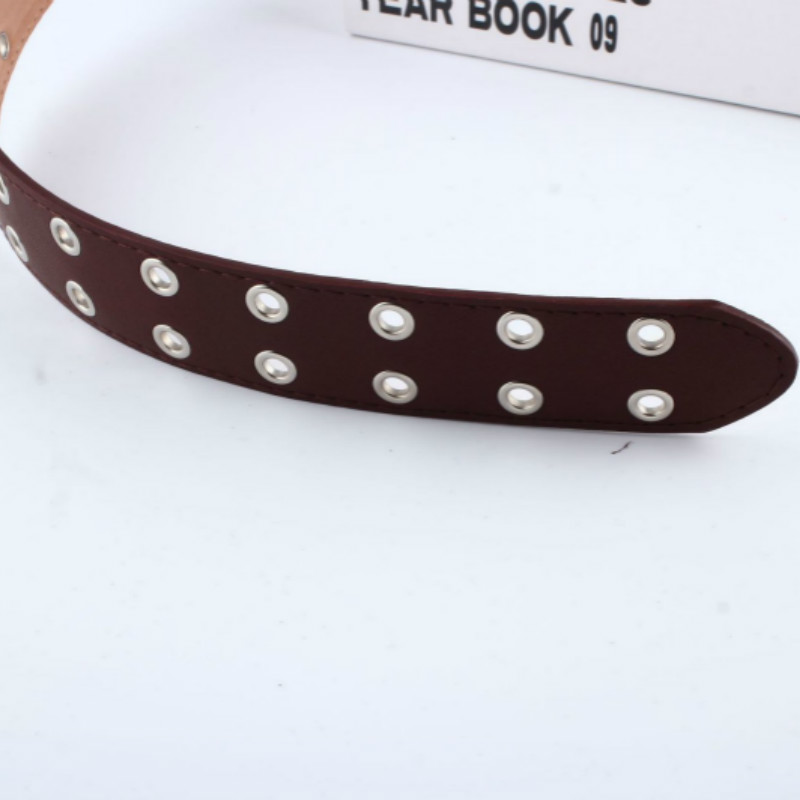 Vrouwen punk ketting riem verstelbare zwarte dubbele/enkele oogje ring leren gesp riem
