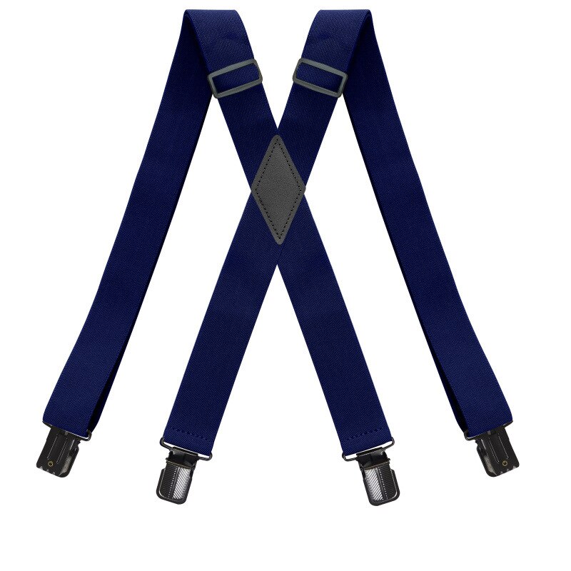 Bretelles robustes en forme de X avec anneau de fer, pantalon en Jean élastique réglable, ceinture de travail, à la pour hommes, 4 Clips