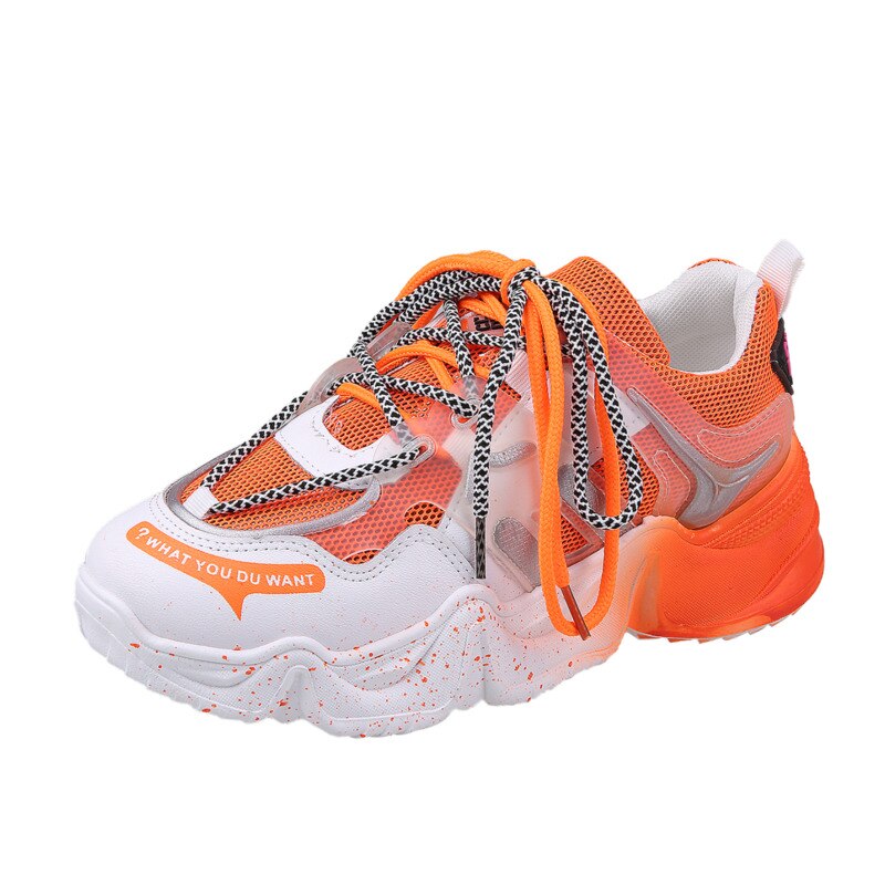 Sneakers dames schoenen blauw oranje mesh casual schoenen dames sneakers veterschoenen platform sneakers dames vulkaniseren schoenen