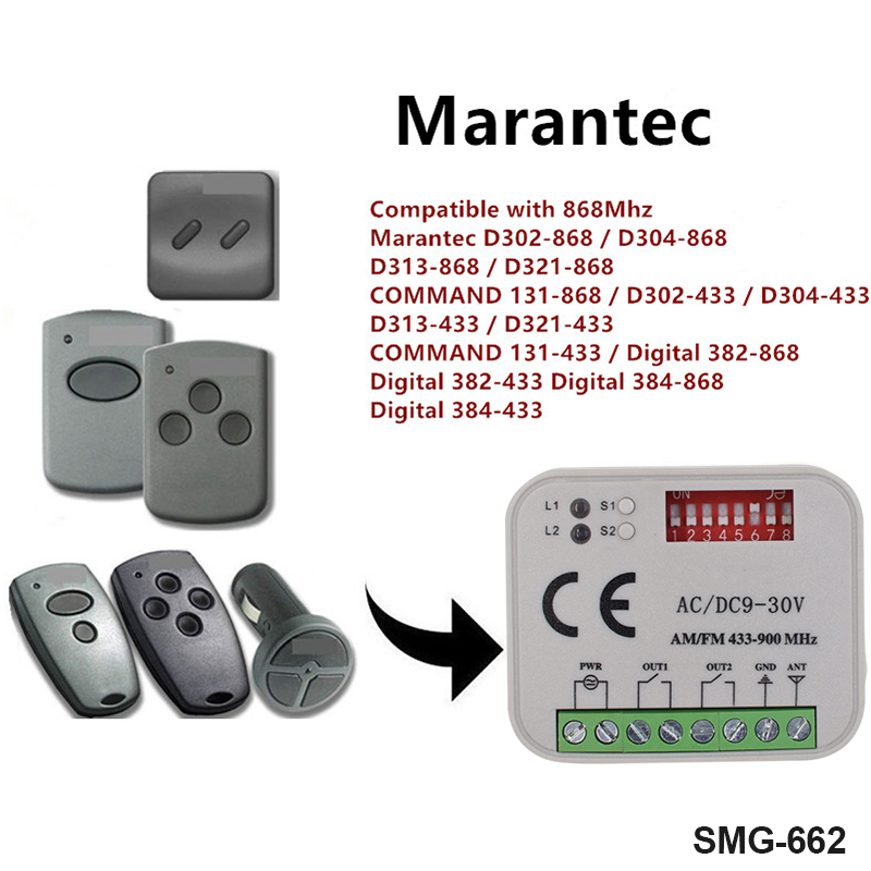 RX-MULTI Universele Garagedeur Afstandsbediening Ontvanger 2CH 9-30V Voor Marantec Digitale 382 384 302 304 313 321 323 Afstandsbediening