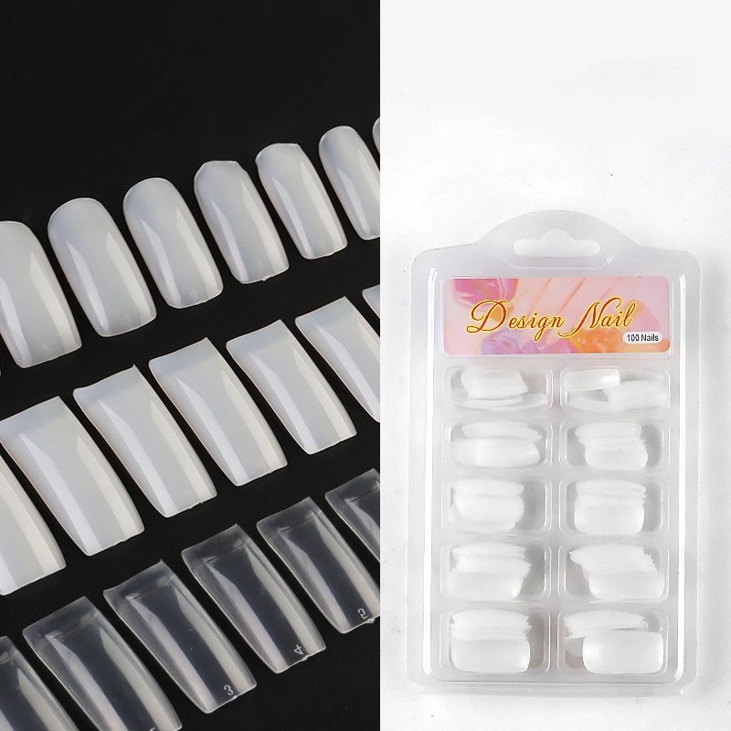 100 stuks/doos kunstmatige nageltips volledig dekkende nagels gekleurde nageltips acryl transparante nagelcapsules franse manicure nepnagels