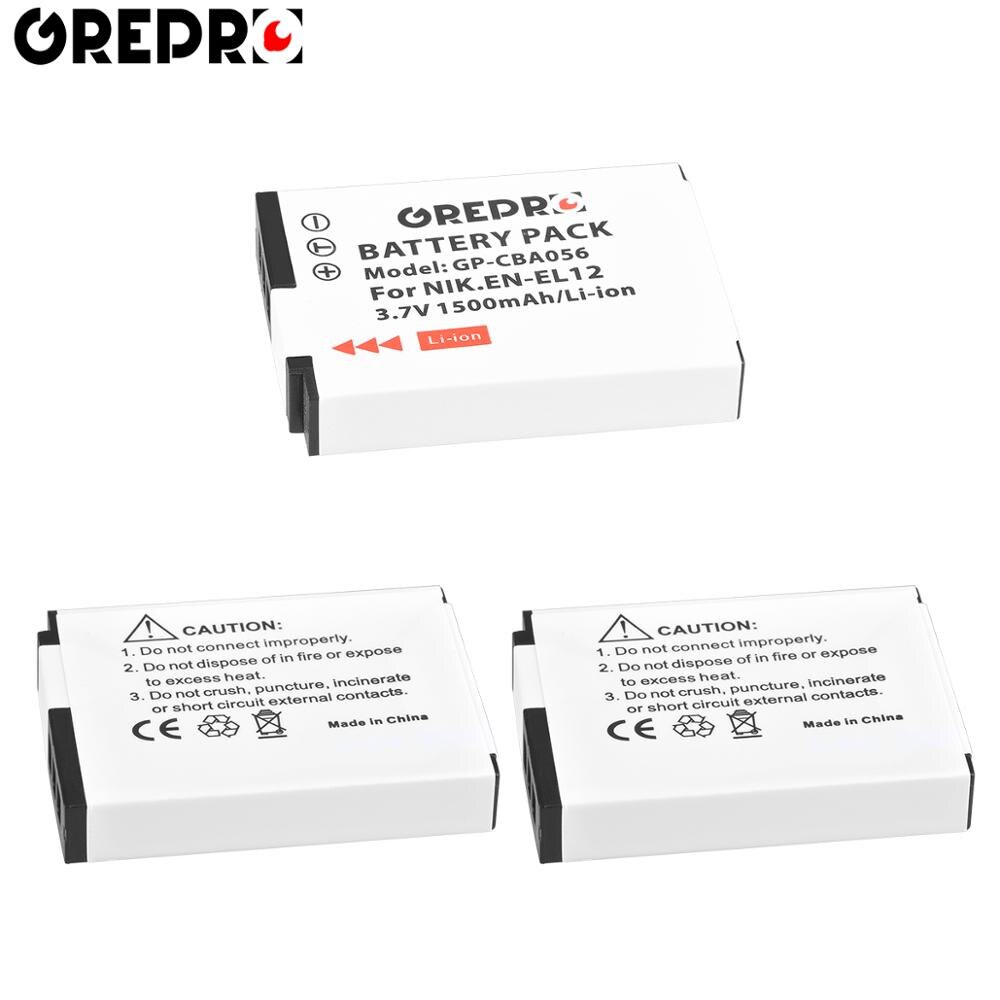 EN-EL12 ENEL12 EL12 batería + cargador USB con LCD para Nikon COOLPIX S630 S610 S640 S1000 S1200pj S31 S6000 S6100 AW120s P340: 3Battery