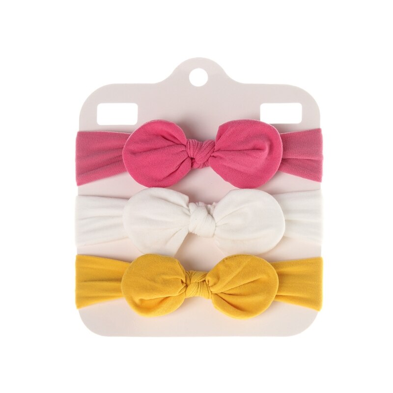 Diademas con lazo de nailon suave para niña, cintas elásticas de Color sólido para el pelo con lazo, accesorios para el cabello para recién nacido, 3 uds.