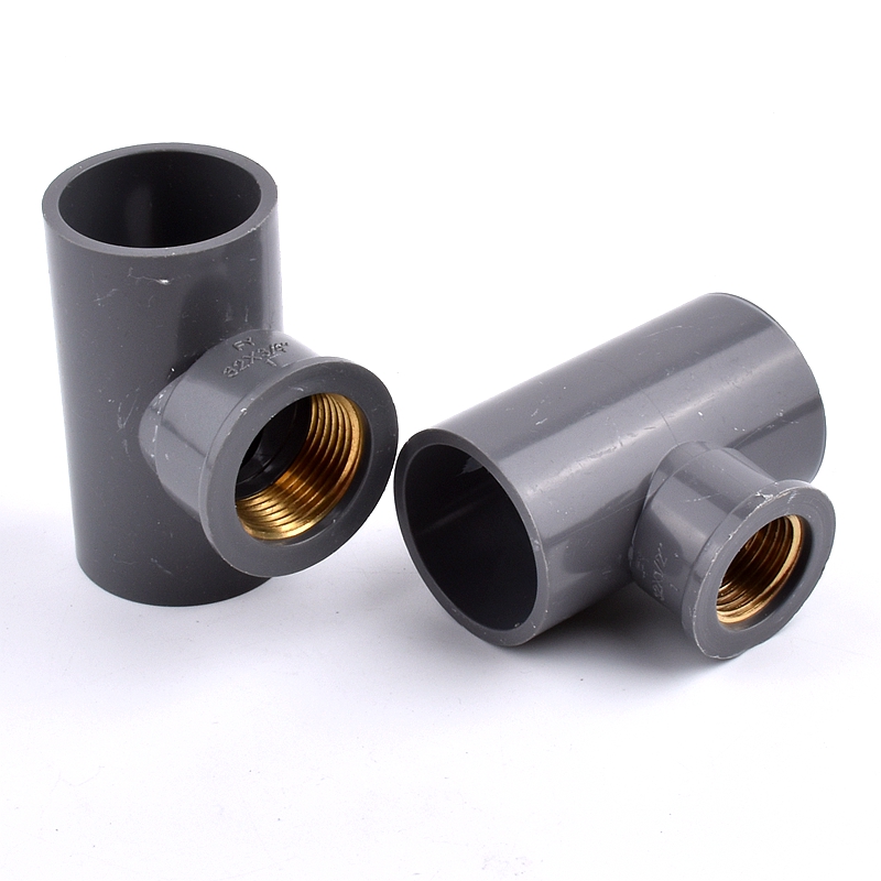 1-3Pcs 20 ~ 32Mm Tot 1/2 ~ 1 Inch Grey Pvc Pijp Connector Koperen Binnendraad tee Tuin Irrigatie Water Water Voeding Buis Gewrichten