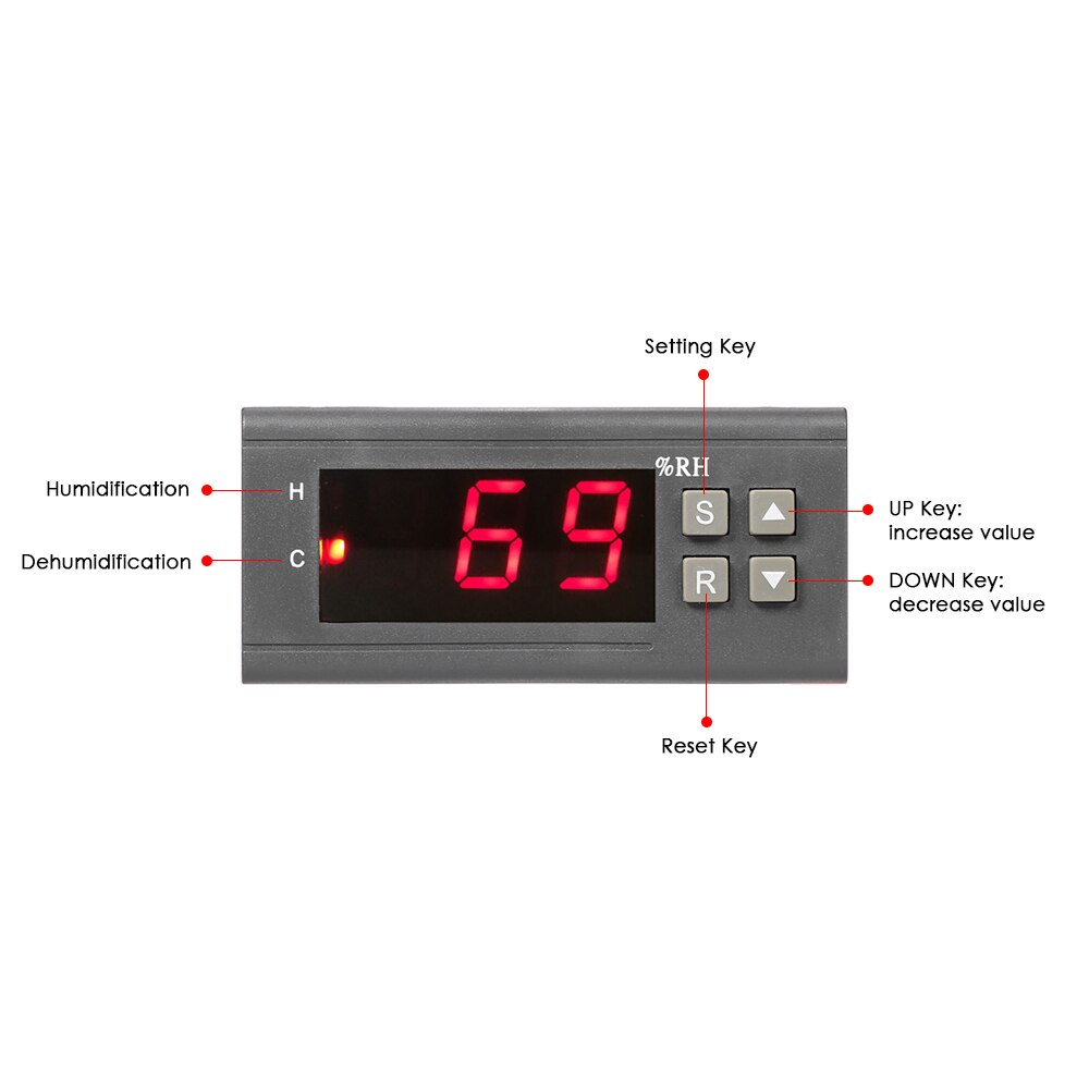10A 220V Mini Digital Air Humidity Control Controller Measuring Range 1% ~ 99% with Sensor