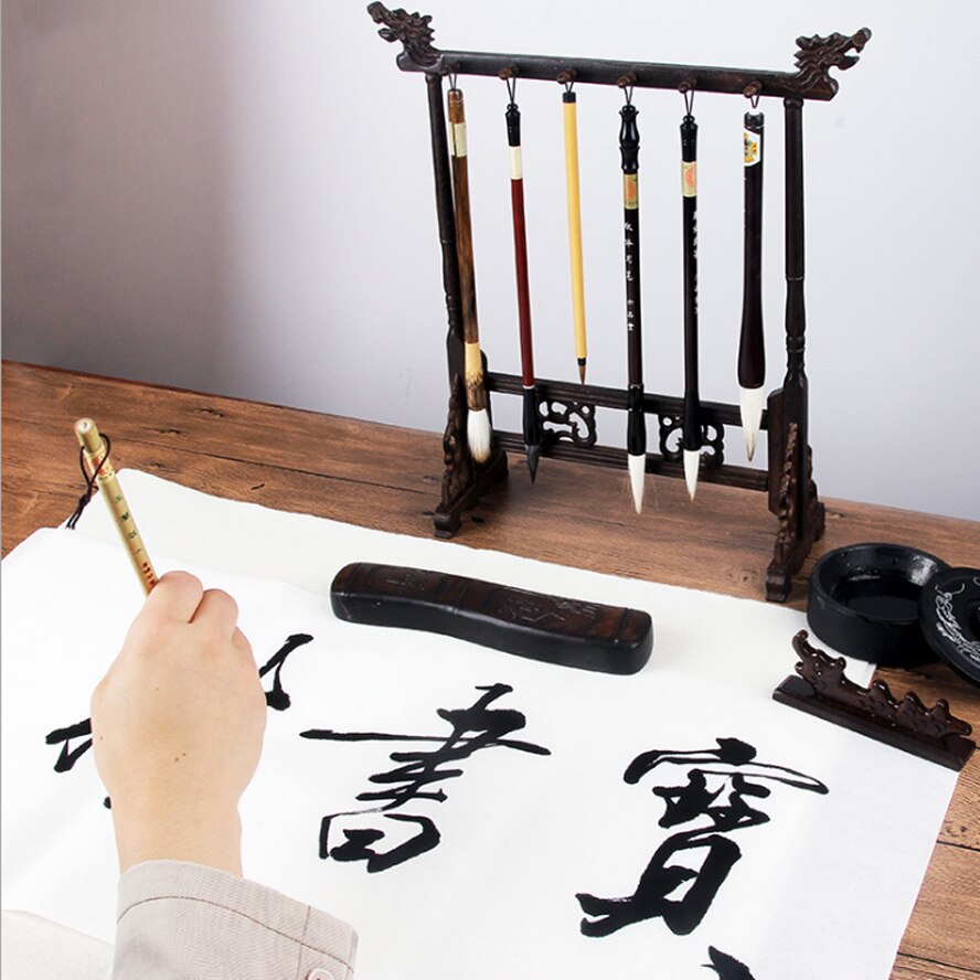Træ kalligrafi penholder kunstner maleri børste holder pen rack maleri levering stationær
