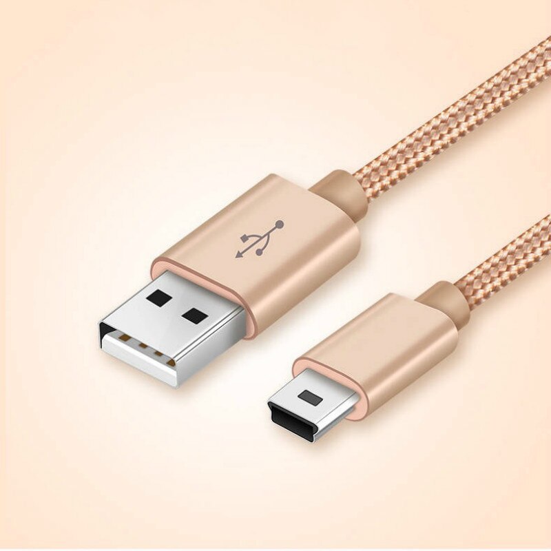 Mini cabo usb 2.0 trançado, cabo de carregador mini-b compatível com controle de ps3, câmera digital, câmera dash, sincronização de tocador mp3