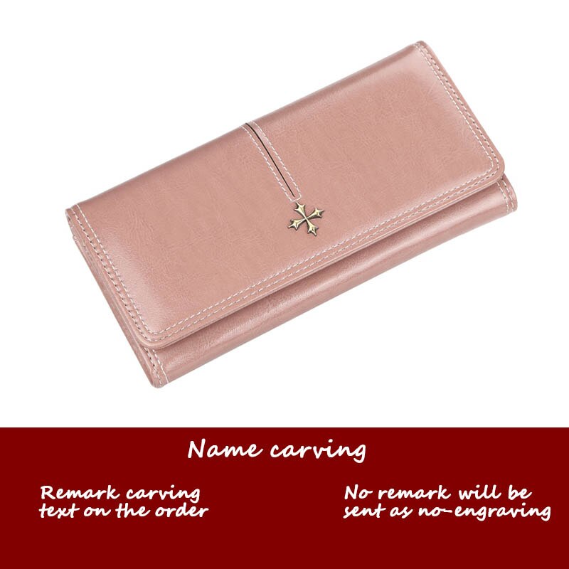 Baellerry Fahion Wallet Women PU Leather Casual Slim Womens Wallets and Purses Red Phone Card Holder Wallet: Pink(Name)