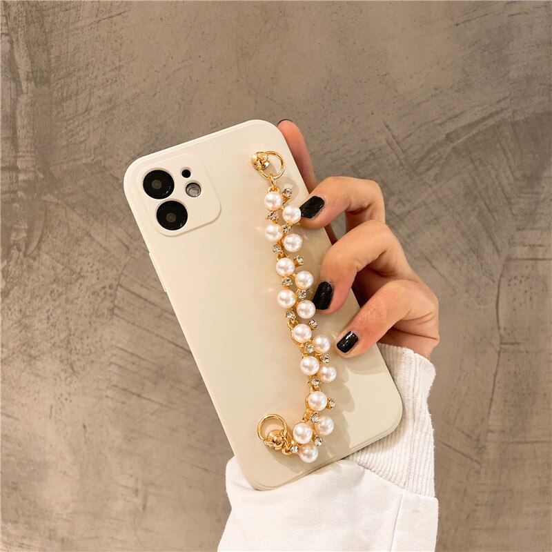 INS Pearl rhinestone Wrist bracelet silicon case For iphone 11 11Pro Max 12 12Pro X XR Xs max 7 8Plus SE2020 Protective capa: For iphone XS Max