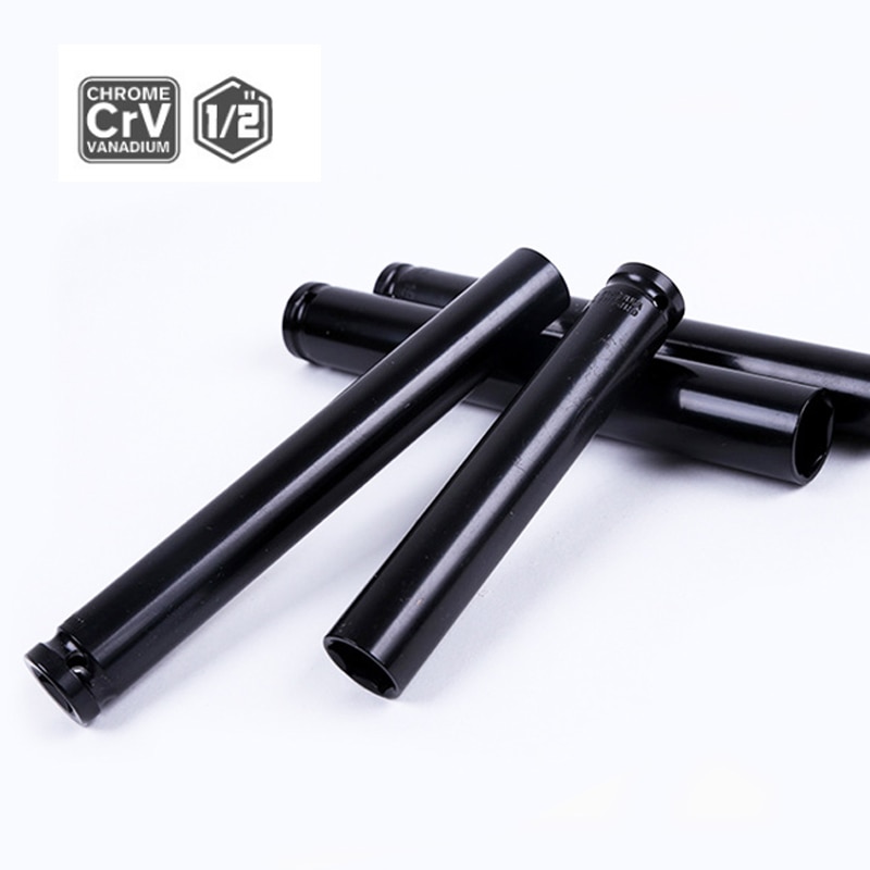 1/2" Drive Metric 17mm 18mm 19mm 21mm 22mm 24mm Black Pneumatic Hex. Socket Extra-Deep Socket in 15cm 20cm Length 6-Points