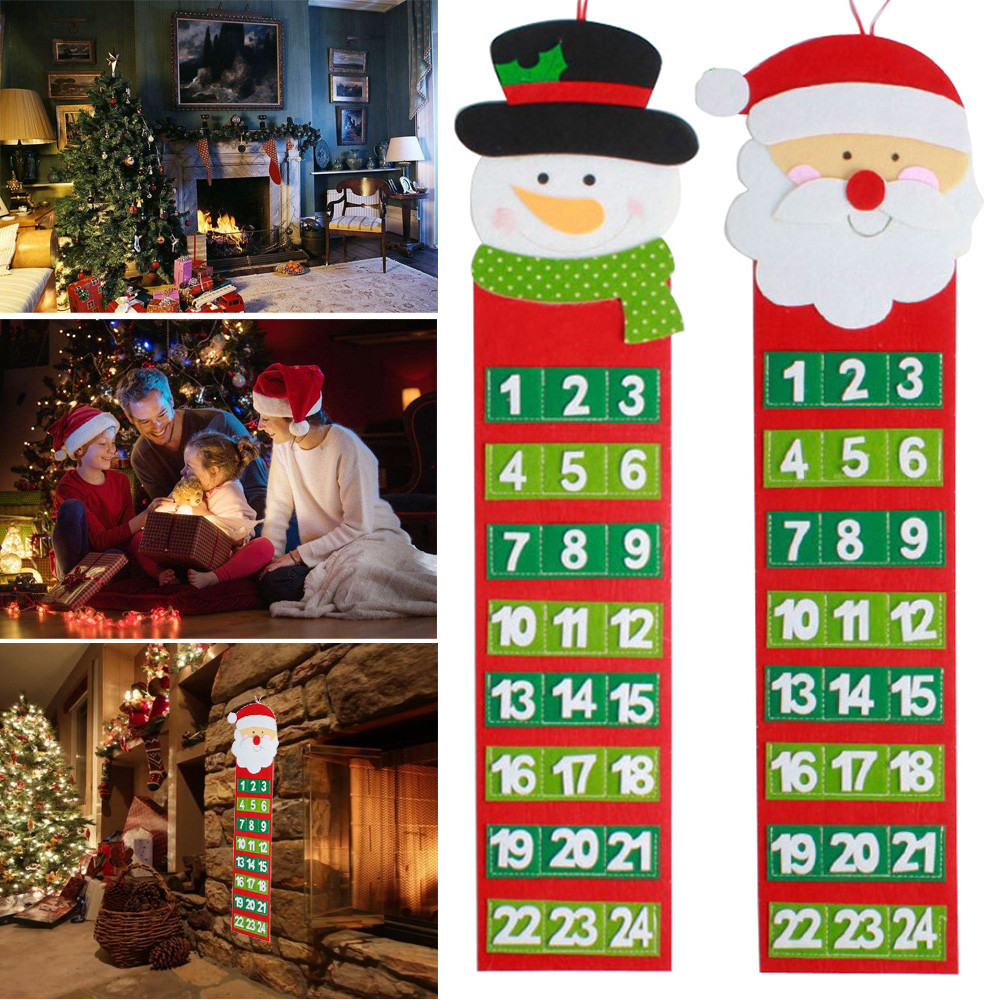 Kerst Advent Kalender 75X8 Cm Kerstman Sneeuwpop Opknoping Kerst Kalender Deur Muur Ramen Kerst Decoratie Kerst Cadeau