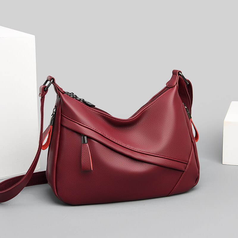 Oude Tang Effen Kleur Pu Lederen Schoudertassen Voor Vrouwen Luxe Messenger Bag Sac epaule