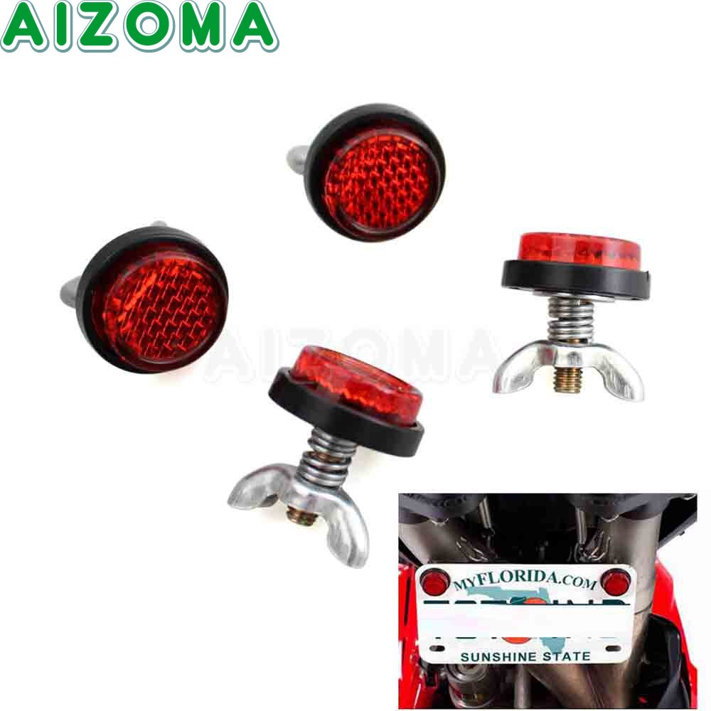 4 Stuks Motorcycle Red Veiligheid Reflectoren Mini Kenteken Plaat Reflector Met Montage Lente Universele
