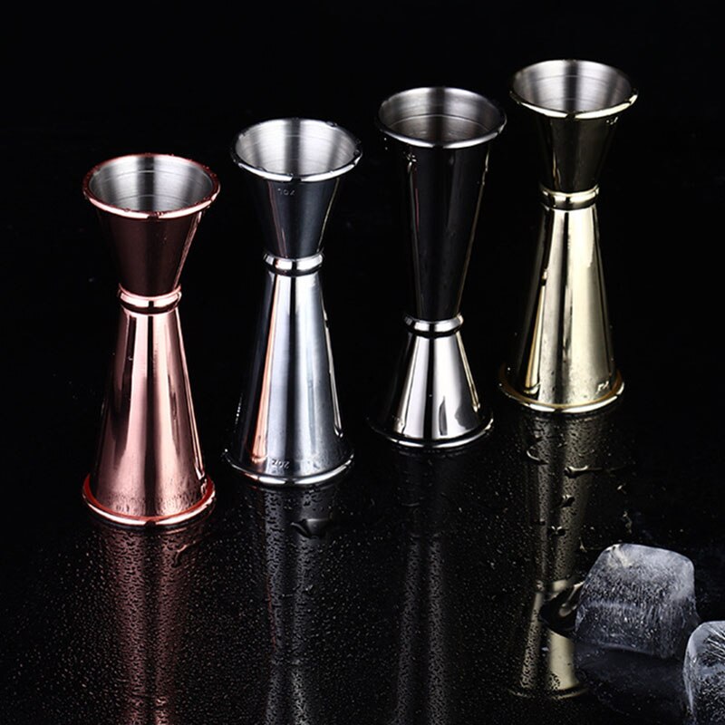 Jigger-Barra de cóctel de acero inoxidable, vaso medidor de doble espíritu para Bar en casa, herramienta de Bar de