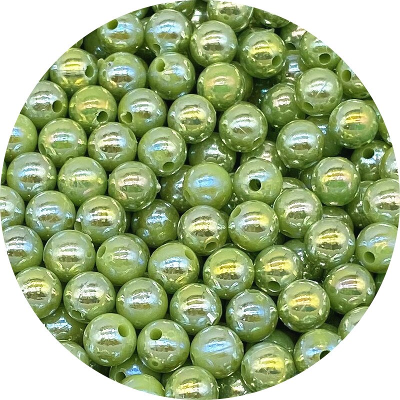 6 8 10mm AB Color Plating Acrylic Beads Loose Spacer Round Garment Jewelry Making DIY #Ro