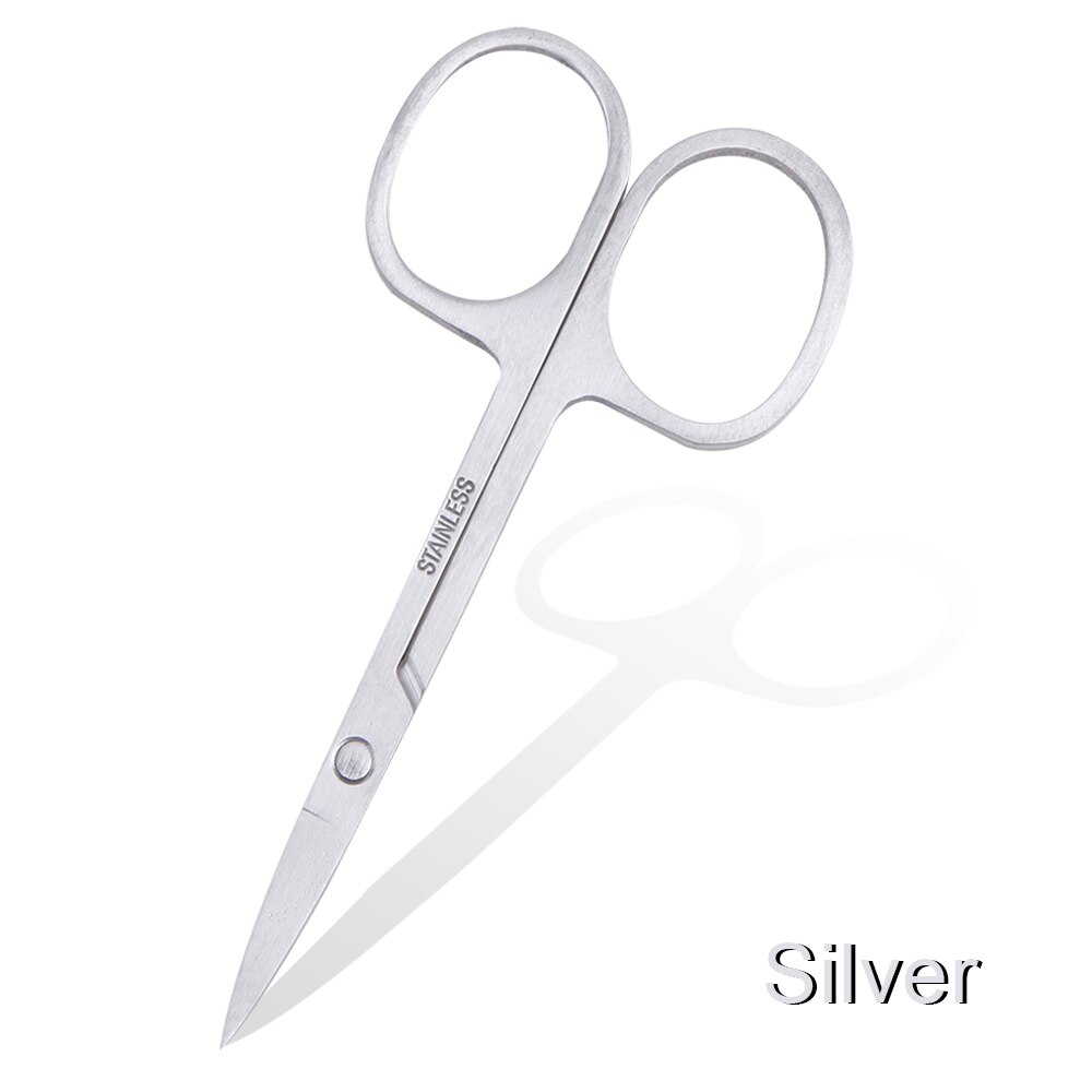 Nail Cuticle Scissors Manicure Curved Tip Nails Scissors Cuticles Remover Cutters Skin Nose Eyebrow Scissors Makeup Beauty Tool: Silver