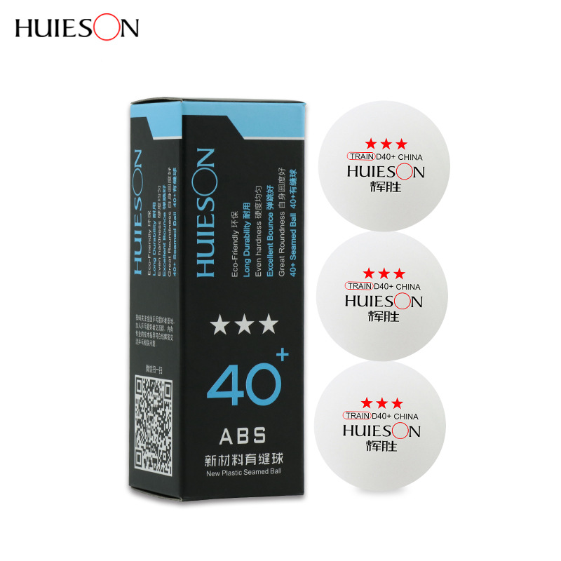 Huieson 3 unids/caja Material costura ABS pelotas de tenis de mesa de plástico Pelotas de Ping Pong mesa de bolas de entrenamiento de 3 estrellas D40 +: Blanco