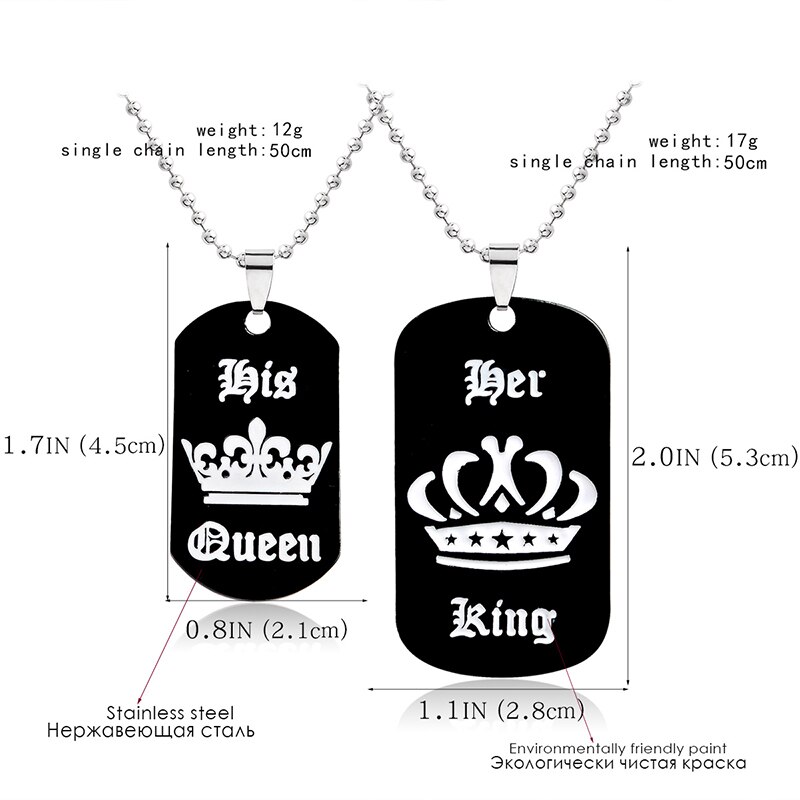 Smykker populære hendes konge hans dronning graverede bogstaver sort #39 halskæde par valentinsdag