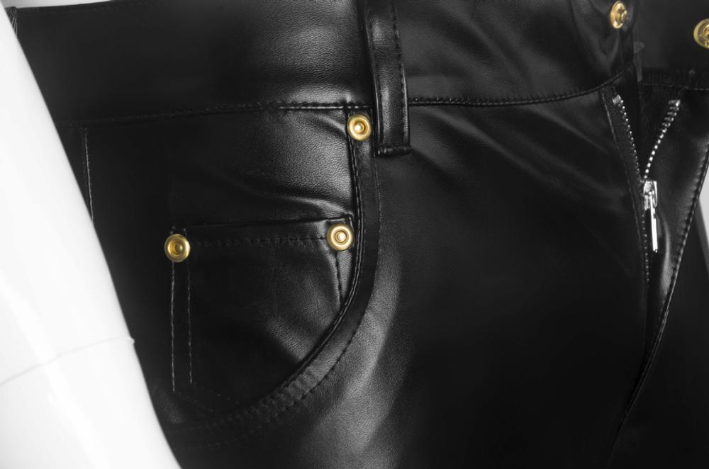 Latex broek voor heren, lang, kunstlederen broek, casual, stretch, slim