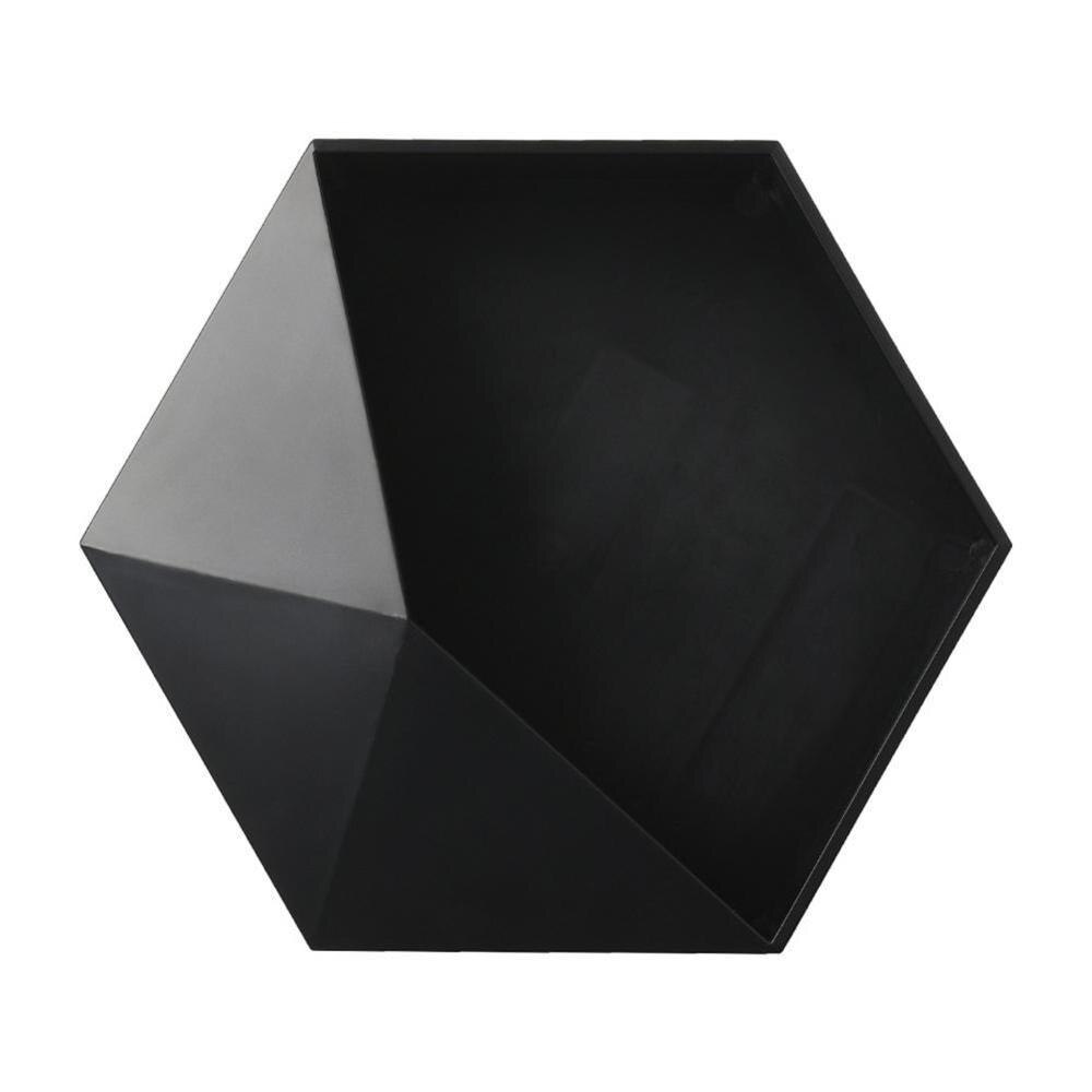 Nordique salon mural géométrique sans poinçon décoration murale salle de bain étagère salon décoration hexagone étagère de rangement: Black